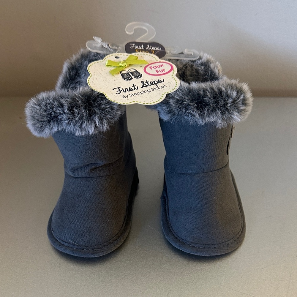 First Steps Faux Fur Baby Booties